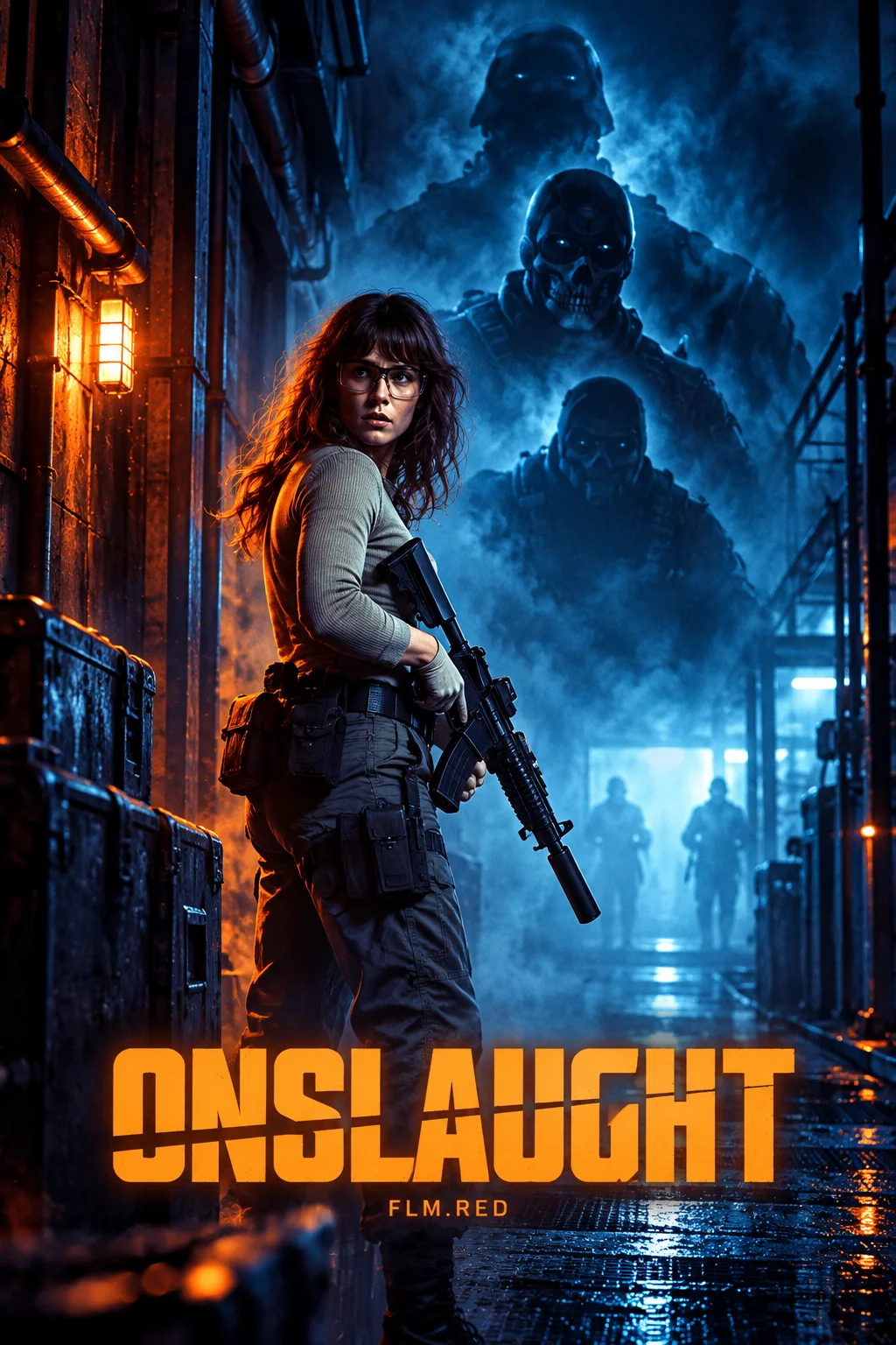 Illustrated Onslaught cover with the title and FLM.RED.